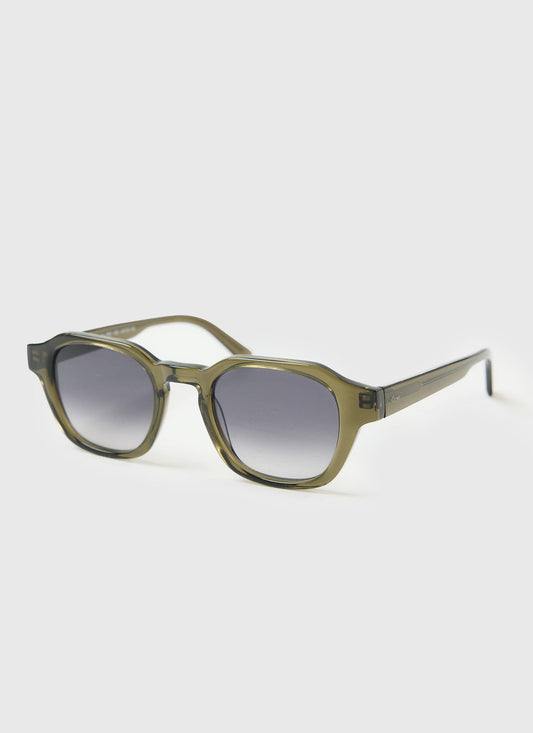 P001-E52 Olive Green Sunglasses - Light Brown Lenses