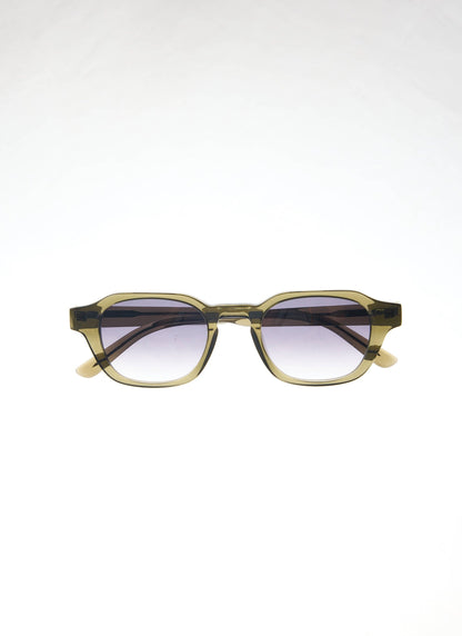 P001-E52 Olive Green Sunglasses - Light Brown Lenses