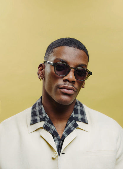 P001-E52 Olive Green Sunglasses - Light Brown Lenses