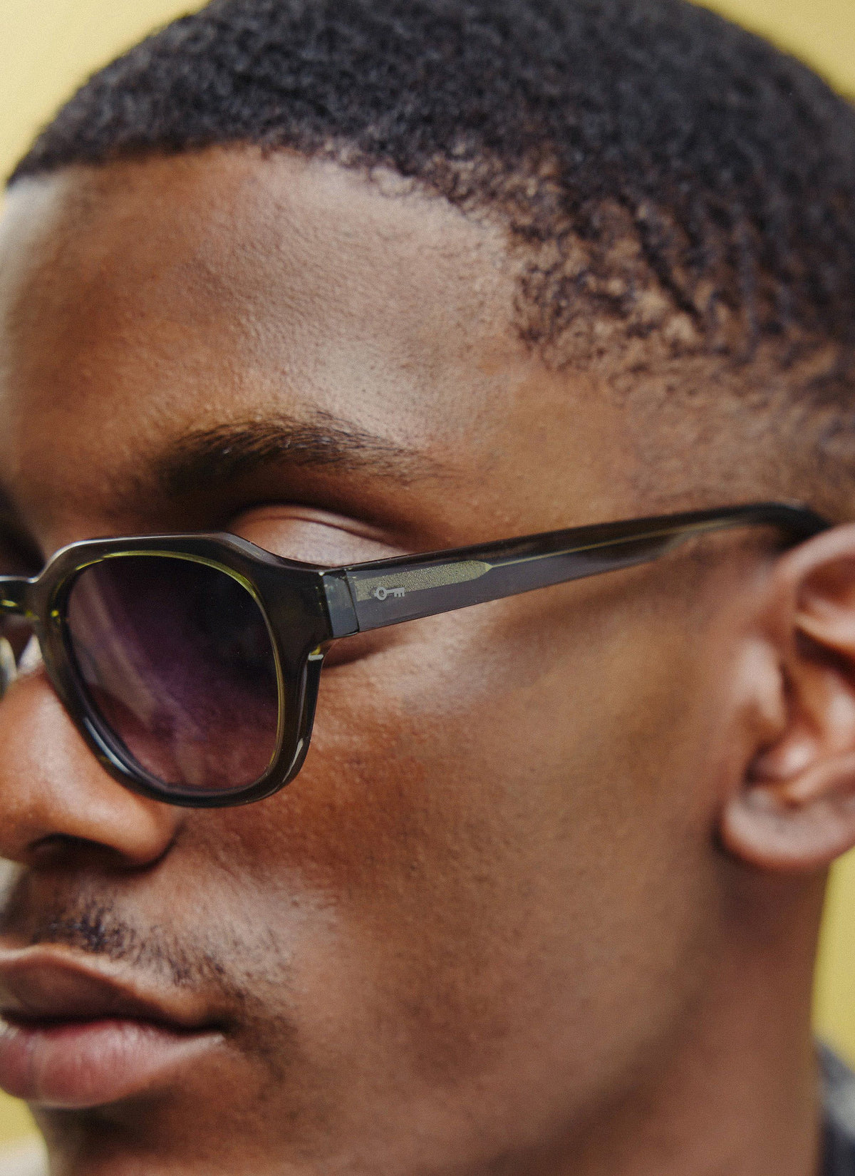 P001-E52 Olive Green Sunglasses - Light Brown Lenses