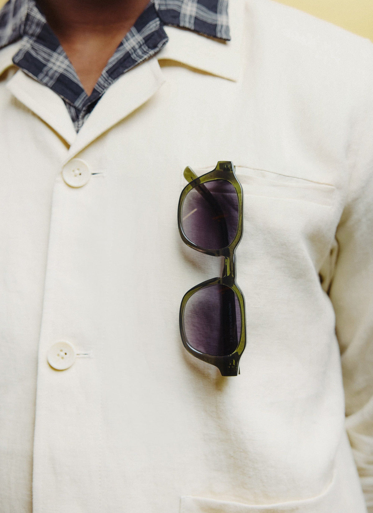 P001-E52 Olive Green Sunglasses - Light Brown Lenses