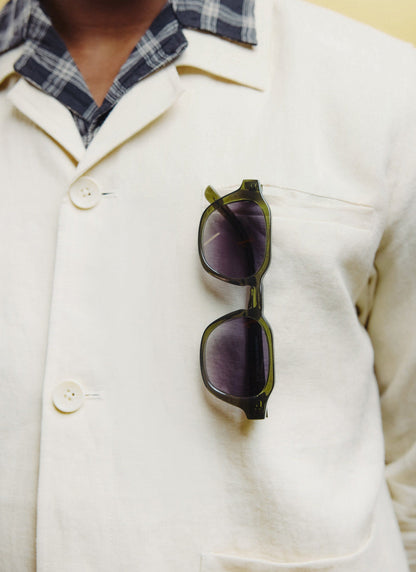 P001-E52 Olive Green Sunglasses - Light Brown Lenses