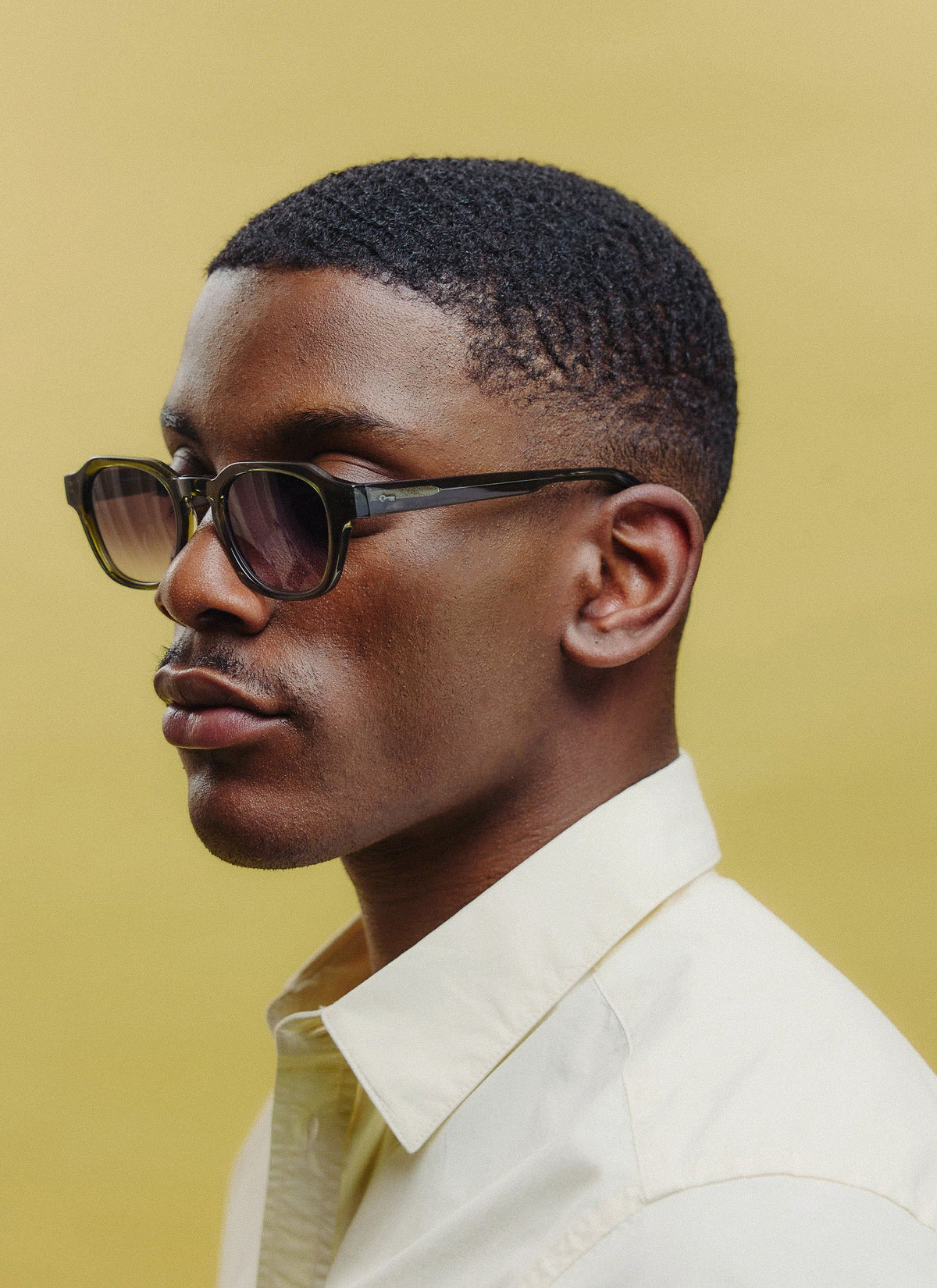 P001-E52 Olive Green Sunglasses - Light Brown Lenses