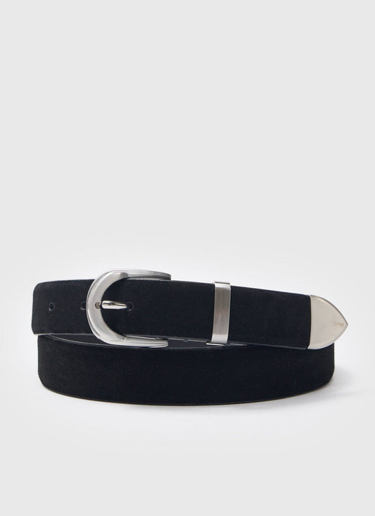 Suede Belt - 100% Leather - Black
