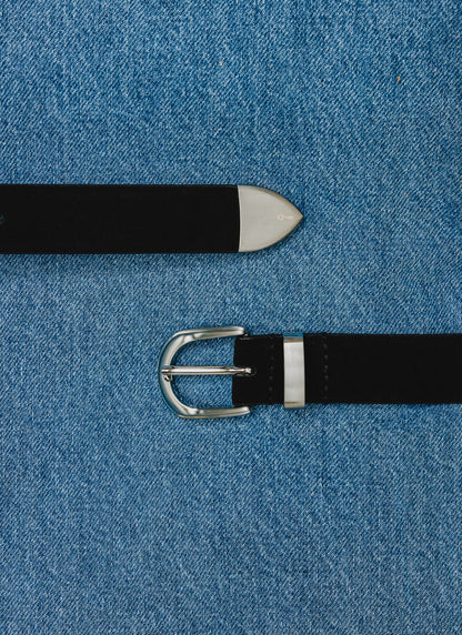 Suede Belt - 100% Leather - Black