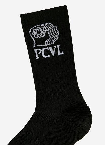Men's Sport Socks - Ribbed Cuff & PCVL Logo - Black