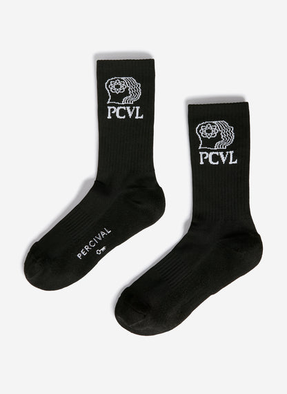 Men's Sport Socks - Ribbed Cuff & PCVL Logo - Black