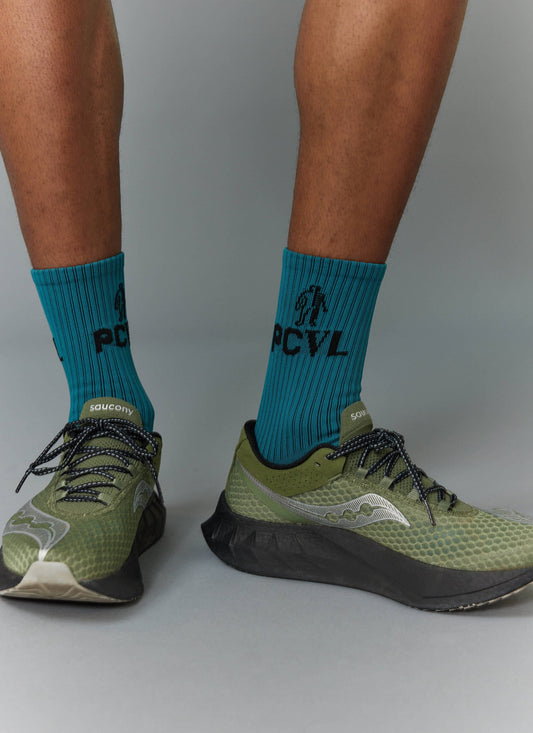 Men's Sport Socks - PCVL Graphic Ribbed Crew - Blue