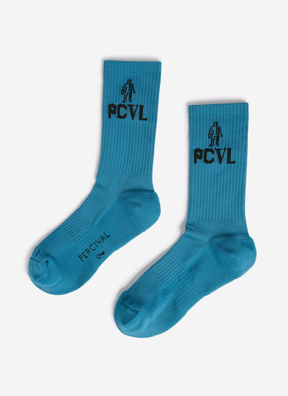 Men's Sport Socks - PCVL Graphic Ribbed Crew - Blue