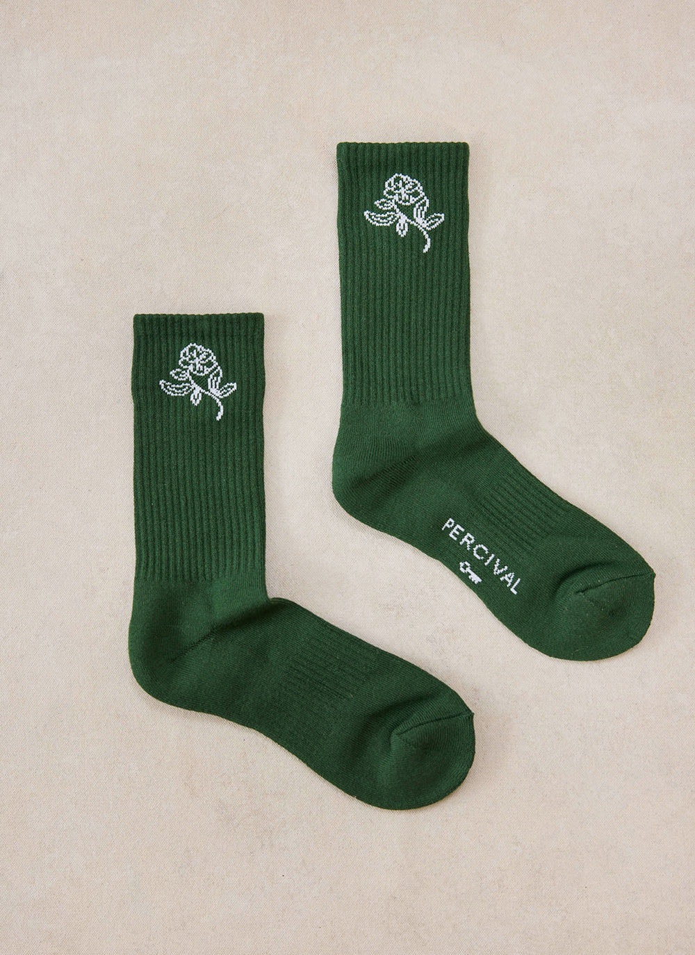Earl Jacquard Socks - Forest Green Cotton - Percival