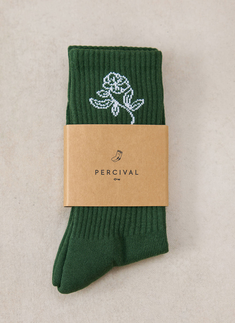 Earl Jacquard Socks - Forest Green Cotton - Percival