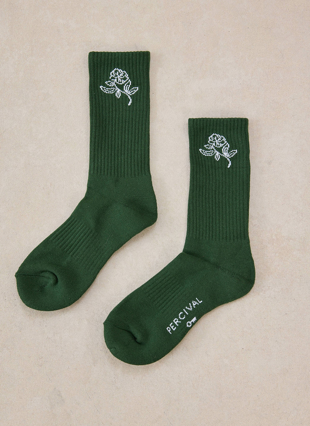 Earl Jacquard Socks - Forest Green Cotton - Percival