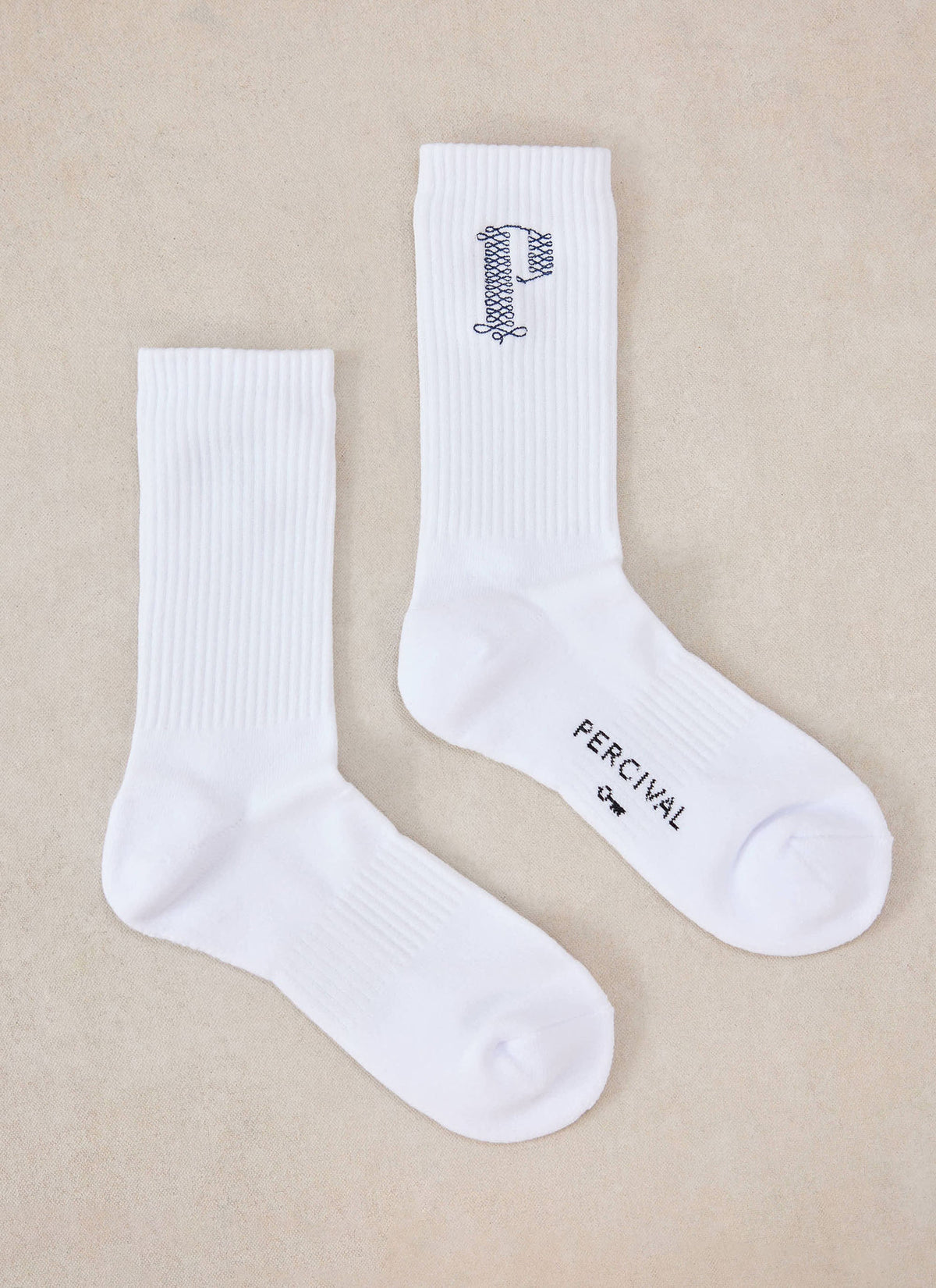 Tucker Embroidered Socks - Cotton - White - Percival