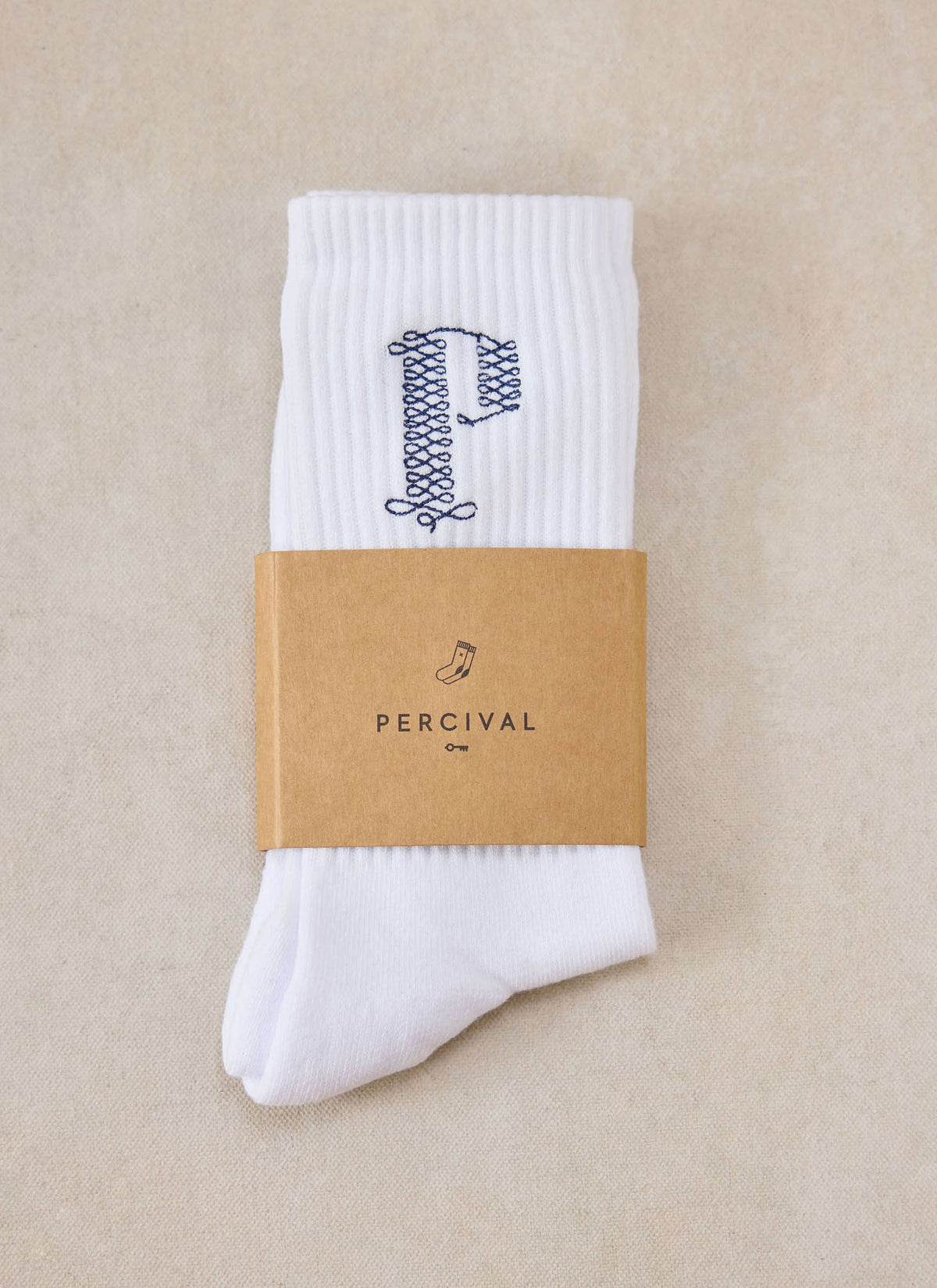 Tucker Embroidered Socks - Cotton - White - Percival