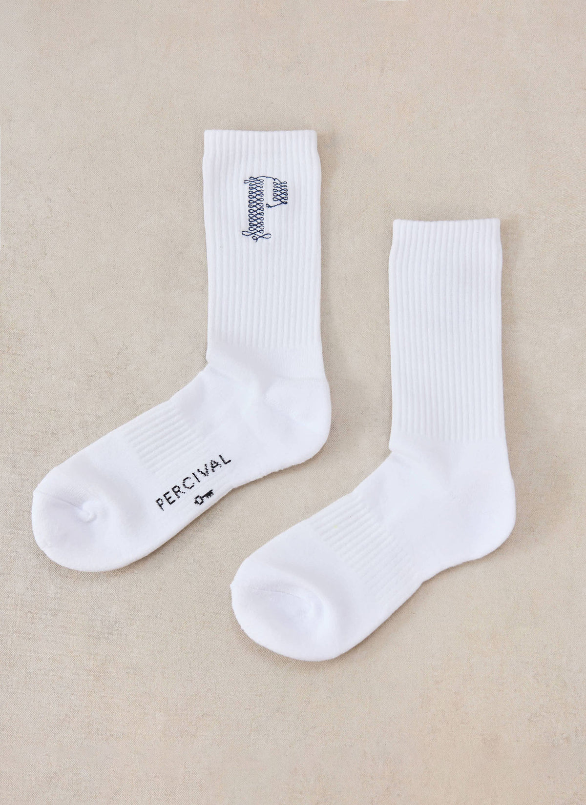 Tucker Embroidered Socks - Cotton - White - Percival