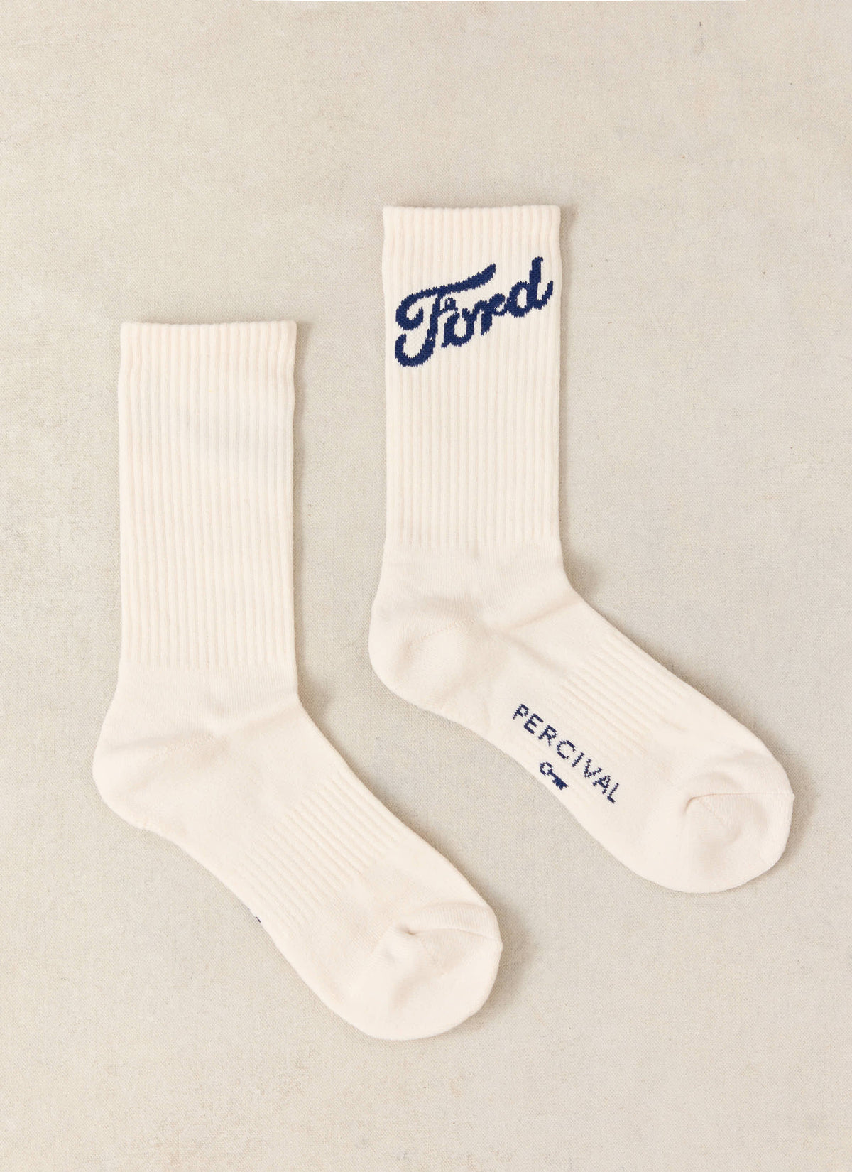 Men's Crew Socks - Cotton Blend - Cream - Ford x Percival