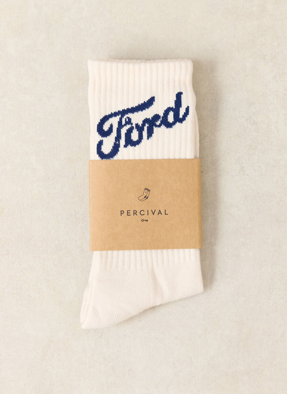 Men's Crew Socks - Cotton Blend - Cream - Ford x Percival