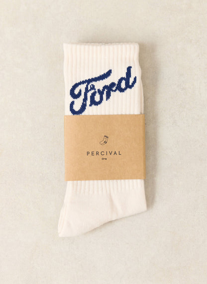 Men's Crew Socks - Cotton Blend - Cream - Ford x Percival