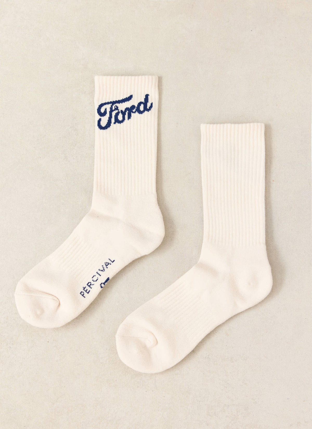 Men's Crew Socks - Cotton Blend - Cream - Ford x Percival