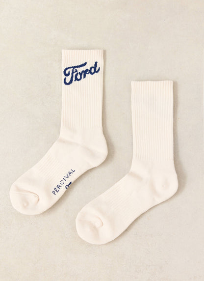 Men's Crew Socks - Cotton Blend - Cream - Ford x Percival