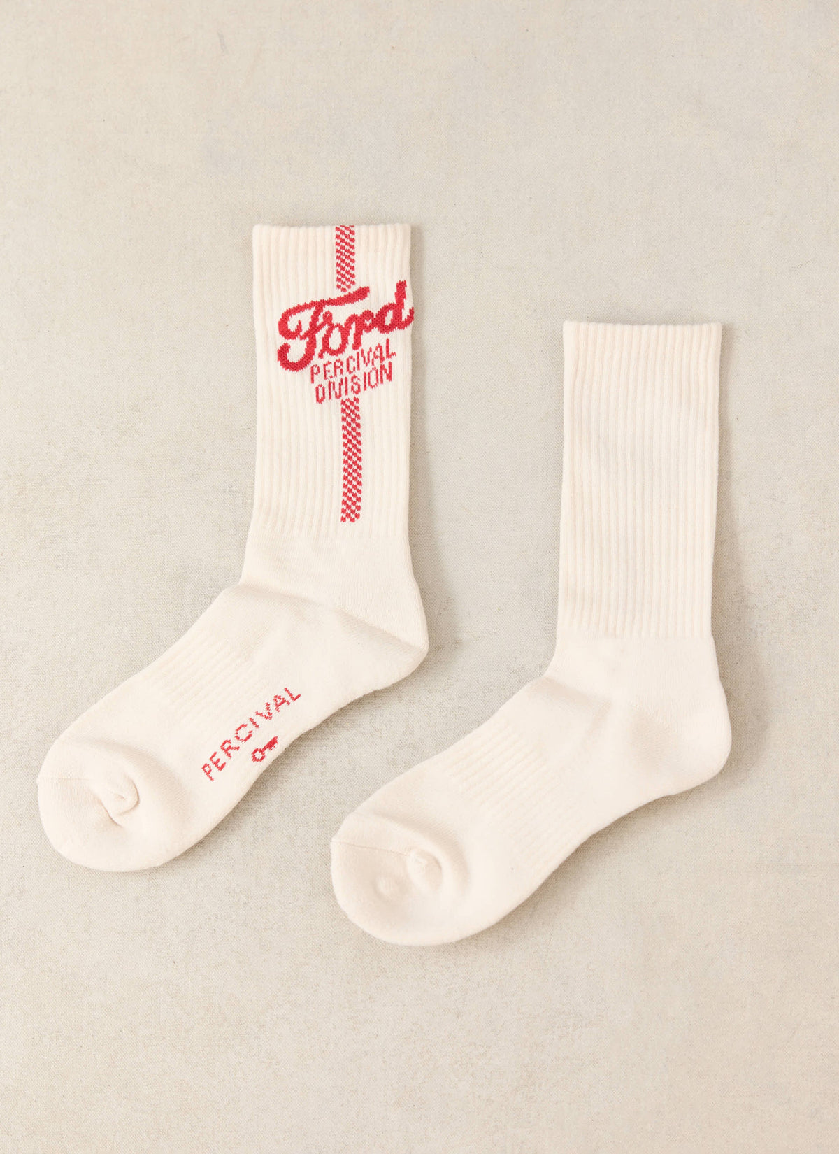 Men's Crew Motorsport Socks - Cotton - Cream - Ford x Percival