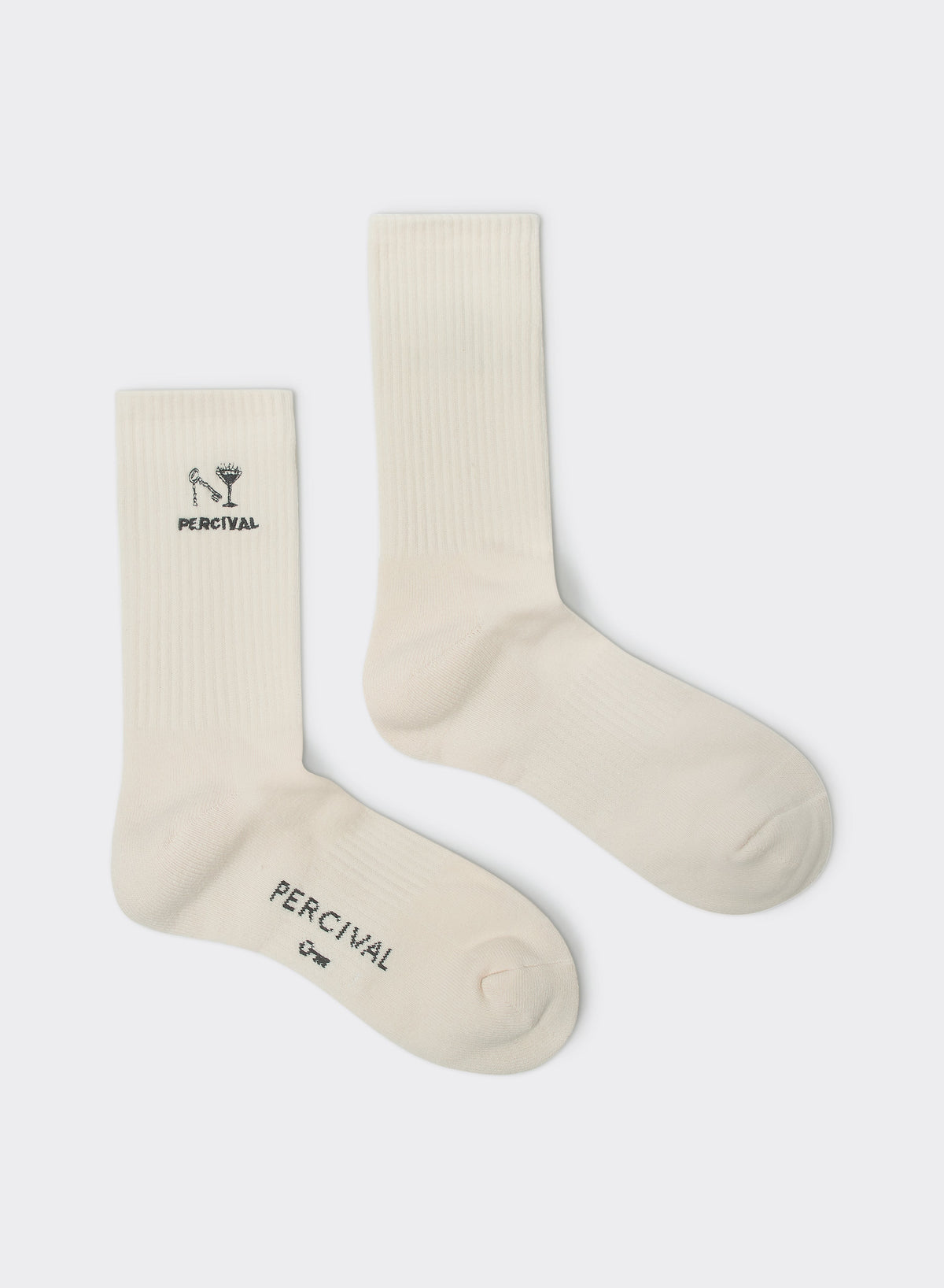 Men's Aperitivo Embroidered Socks - Cream Cotton