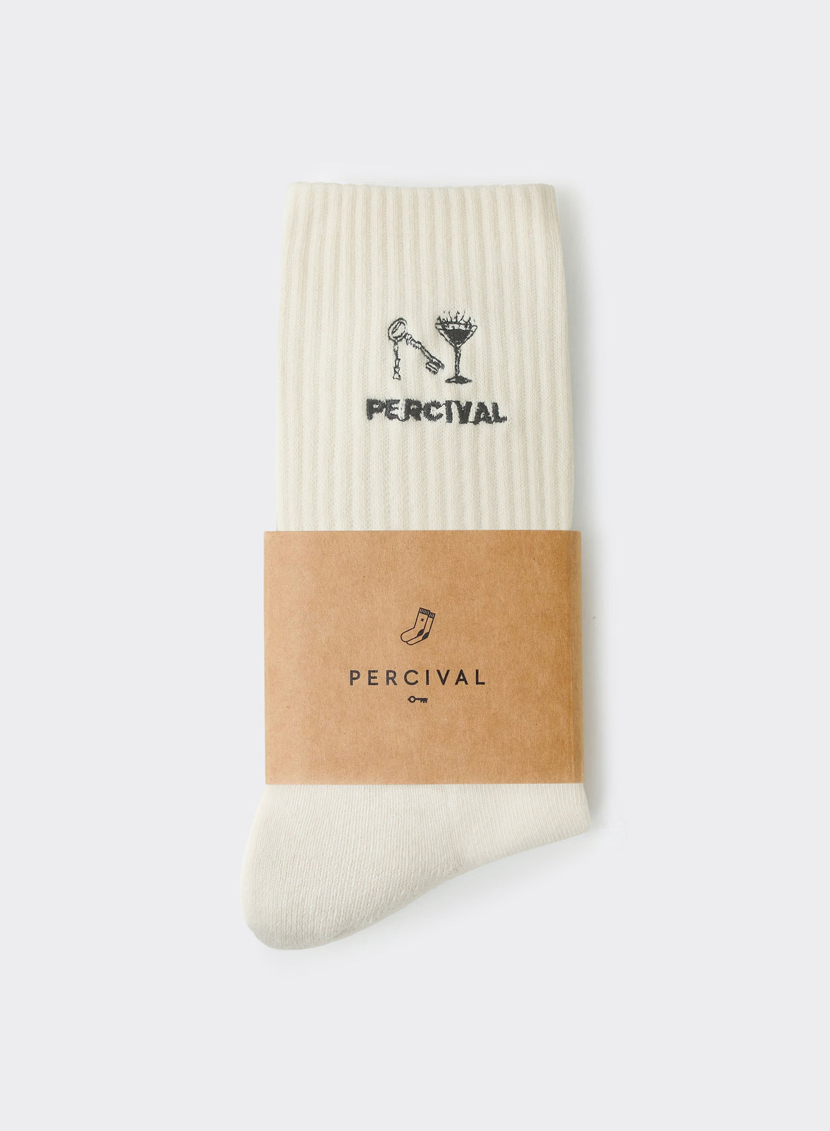 Men's Aperitivo Embroidered Socks - Cream Cotton