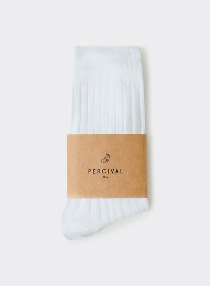 Men's Loafer Dress Ribbed Socks - White - 100% Cotton