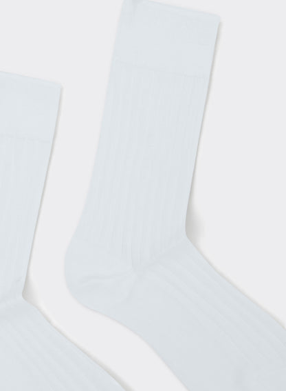 Men's Loafer Dress Ribbed Socks - White - 100% Cotton