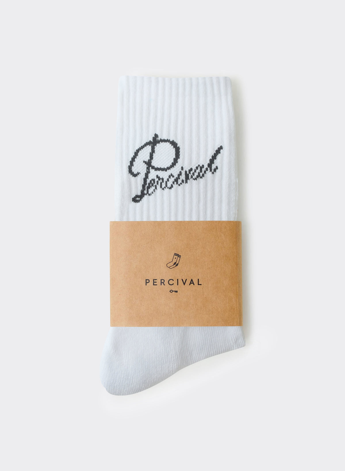 Men's Kingsley Jacquard Socks - White Cotton Crew