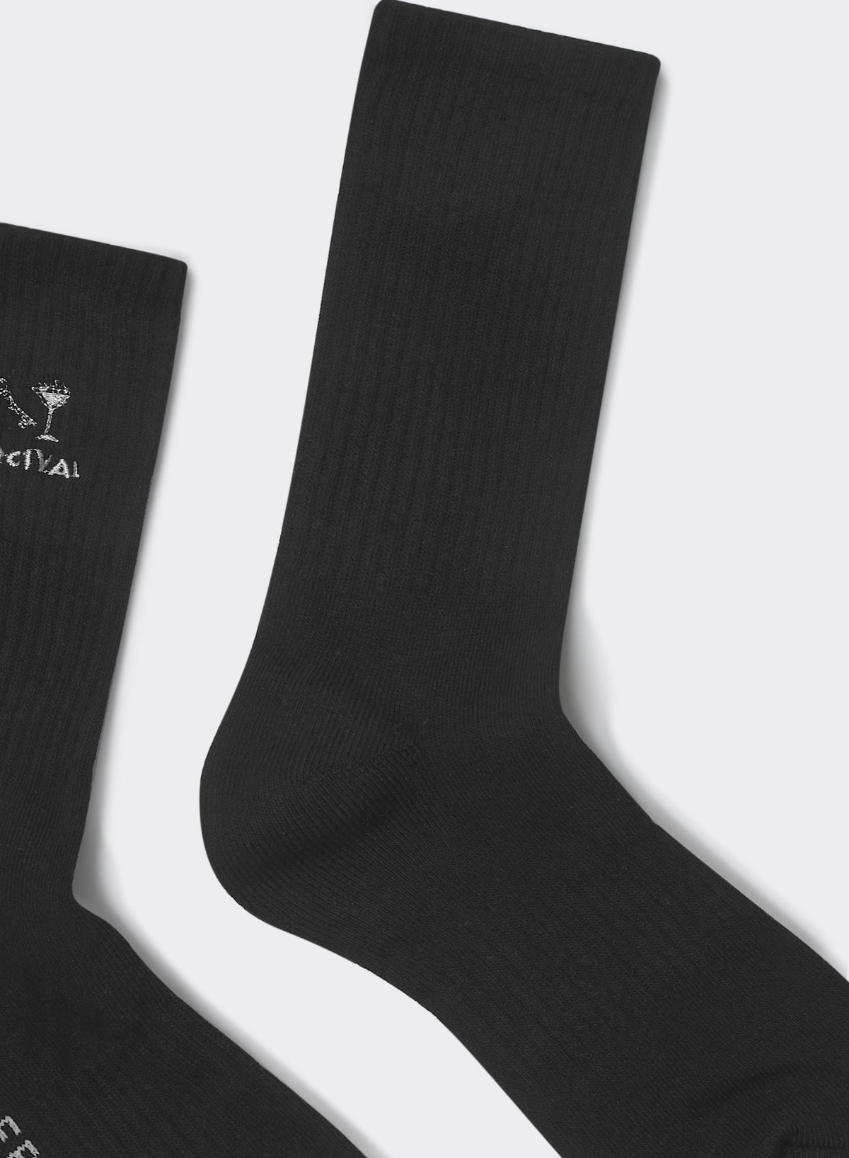 Men's Aperitivo Embroidered Socks - Black Cotton Crew