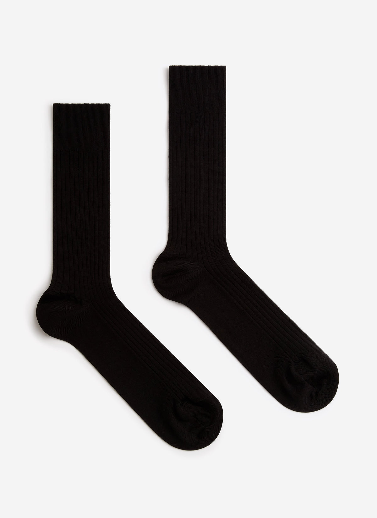 Men's RIbbed Dress Socks - Cotton - Black