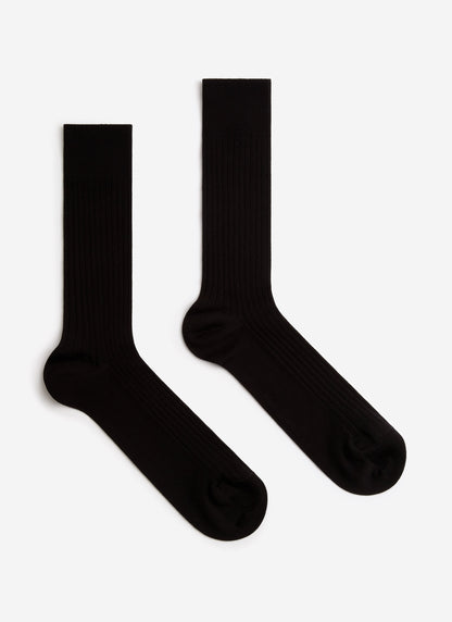 Men's RIbbed Dress Socks - Cotton - Black