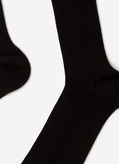 Men's RIbbed Dress Socks - Cotton - Black