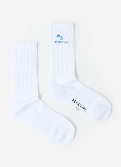 Smith Floral Embroidered Socks - Organic Cotton - White