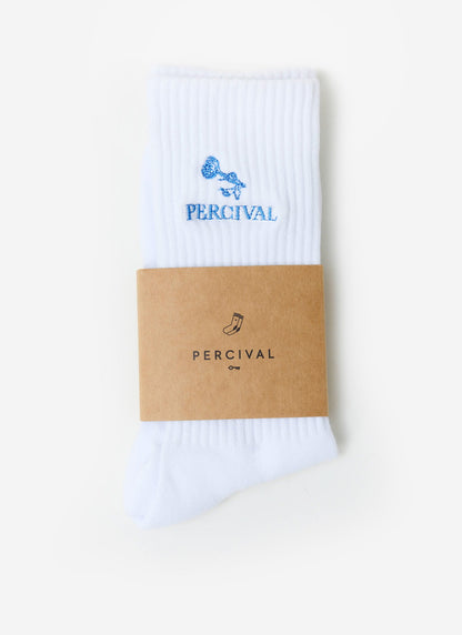 Smith Floral Embroidered Socks - Organic Cotton - White