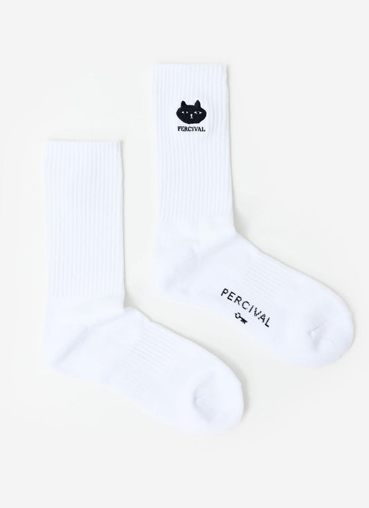 Perci Loaf Embroidered Socks - Organic Cotton - White