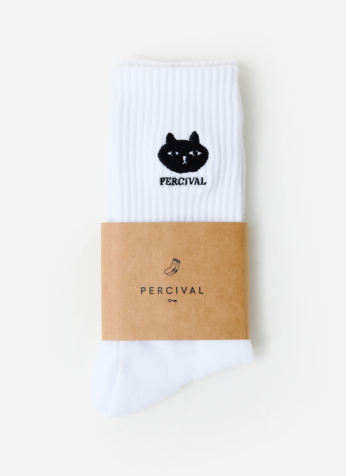 Perci Loaf Embroidered Socks - Organic Cotton - White