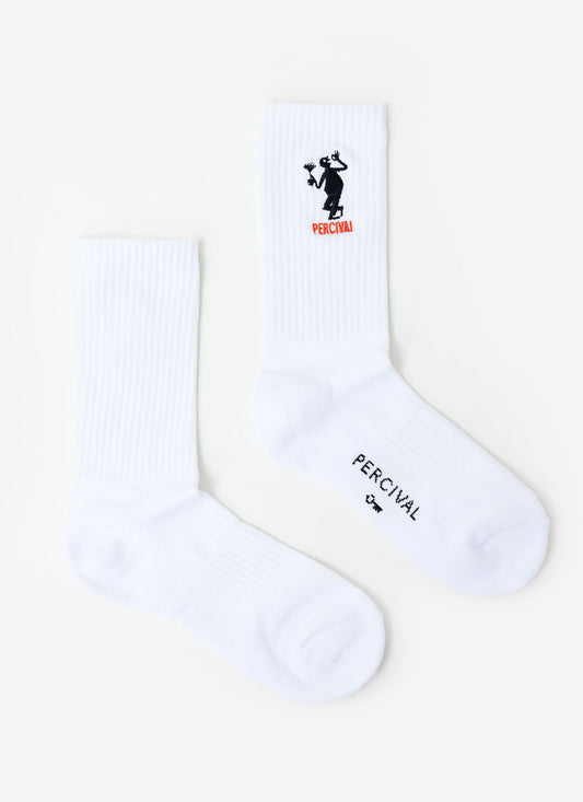 Carlo Mixologist Embroidered Socks - Organic Cotton - White