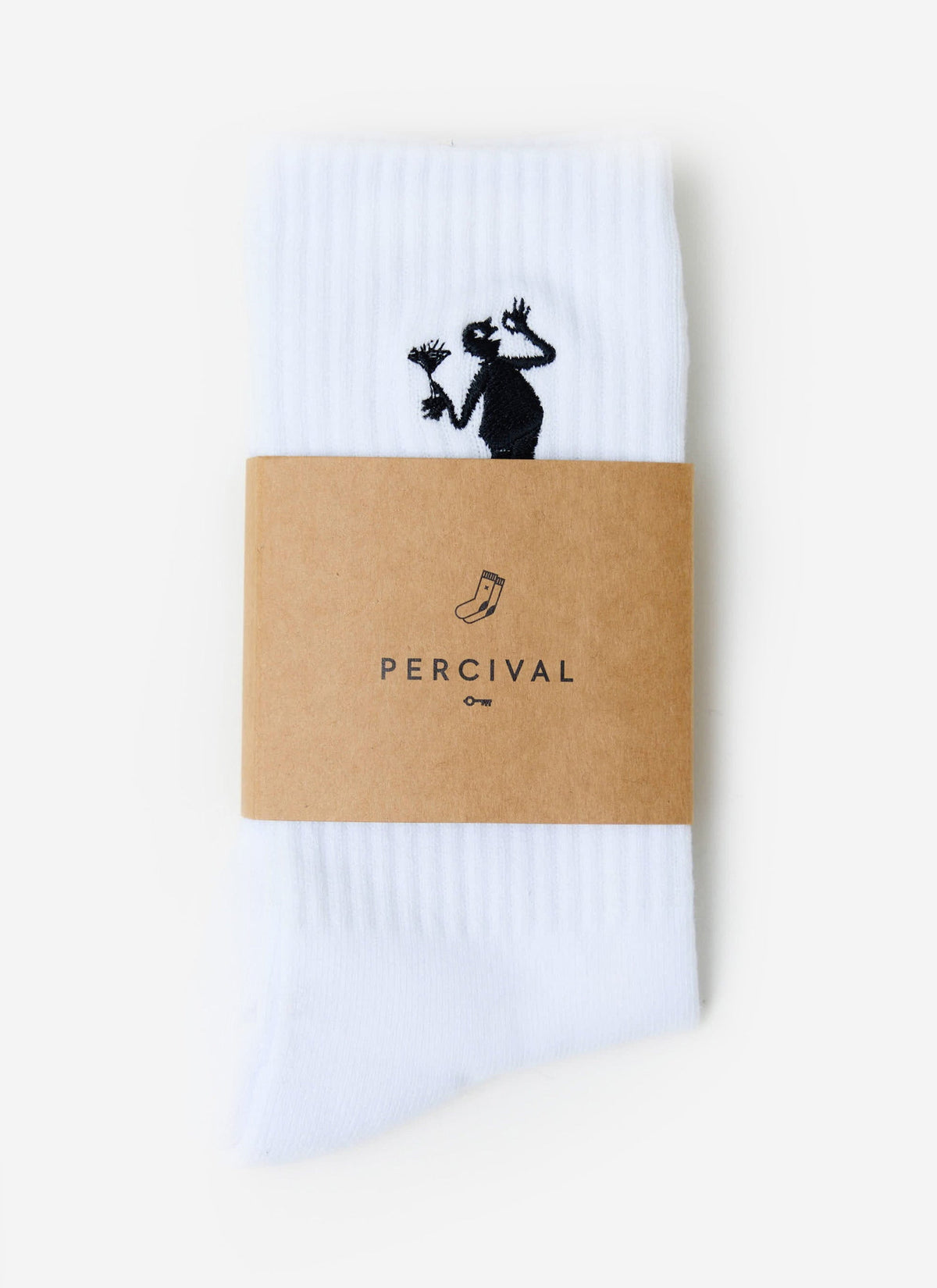 Carlo Mixologist Embroidered Socks - Organic Cotton - White