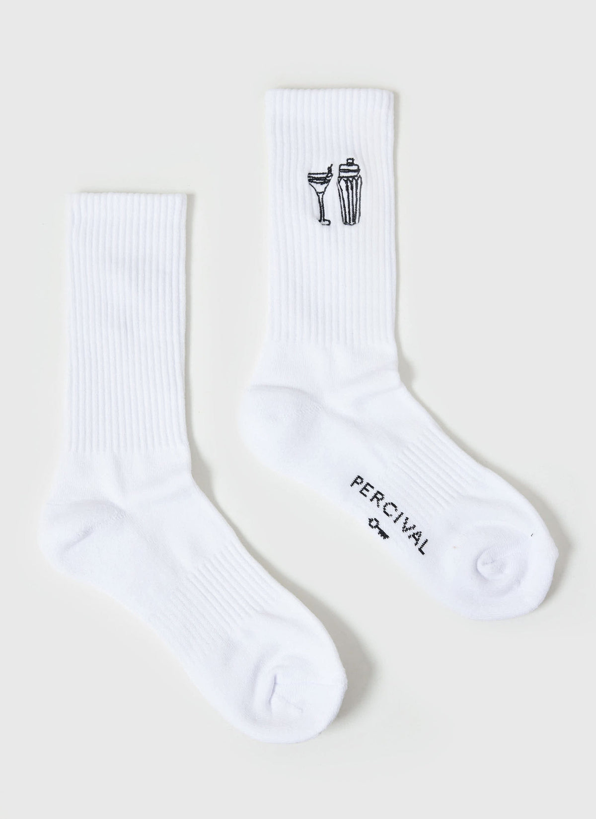 Mixologist Embroidered Socks - White
