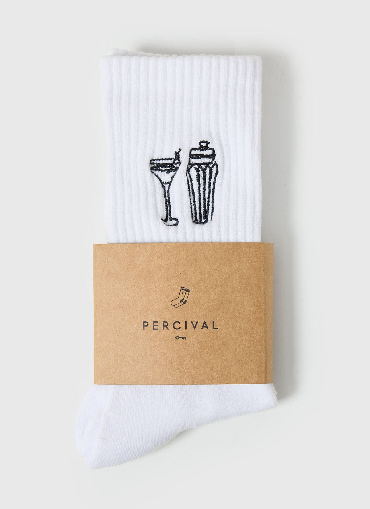 Mixologist Embroidered Socks - White