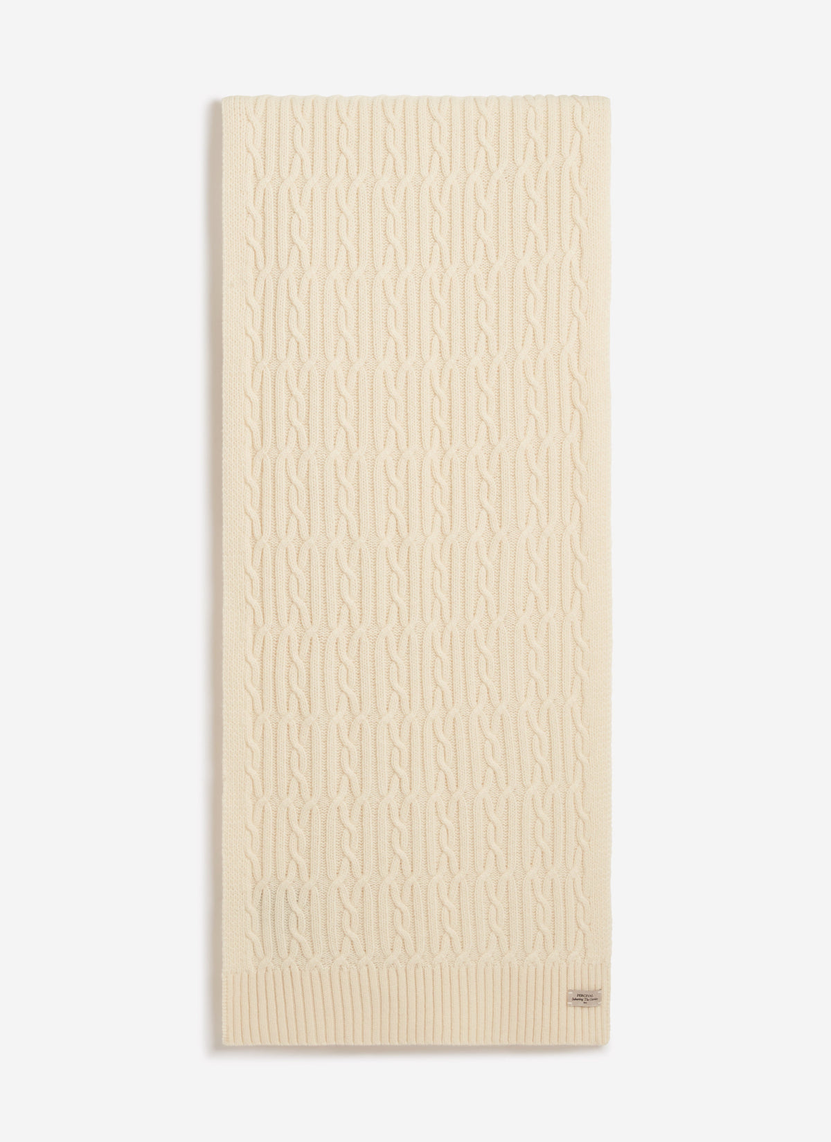 Men's Cable Knit Scarf - Wool - Ecru Cream