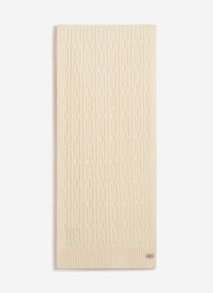 Men's Cable Knit Scarf - Wool - Ecru Cream