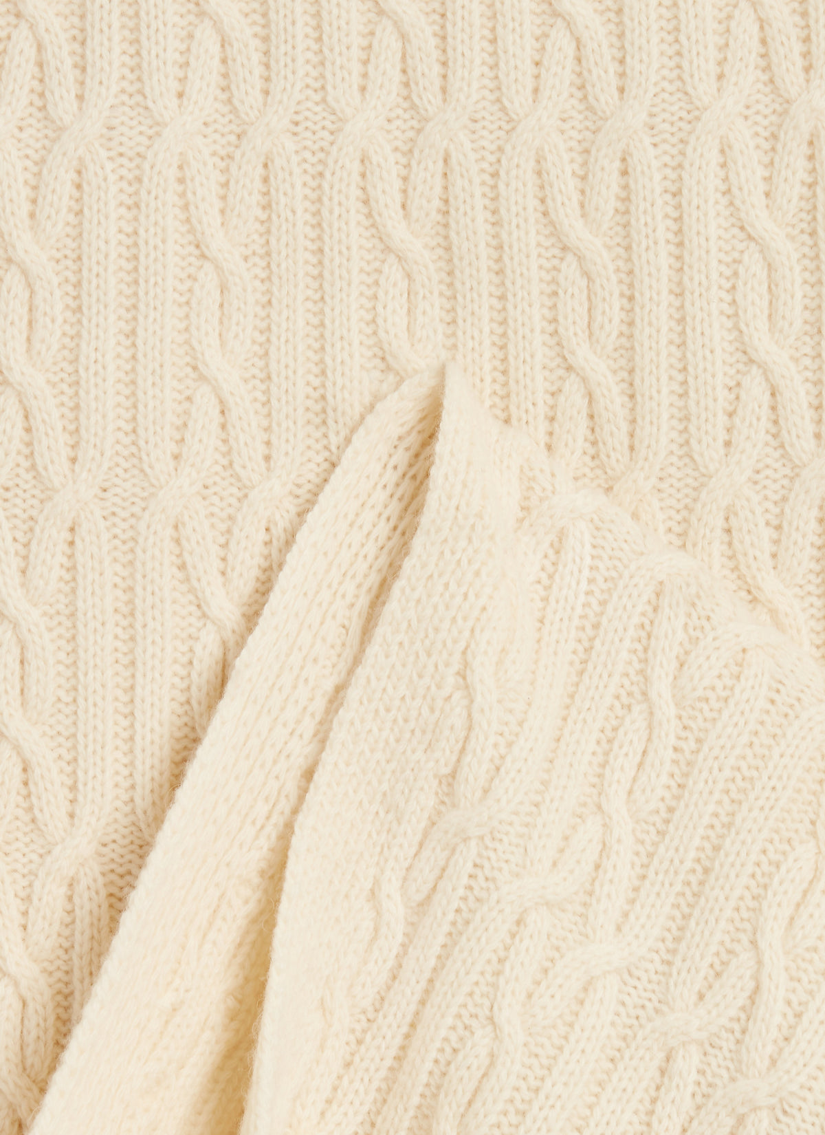 Men's Cable Knit Scarf - Wool - Ecru Cream