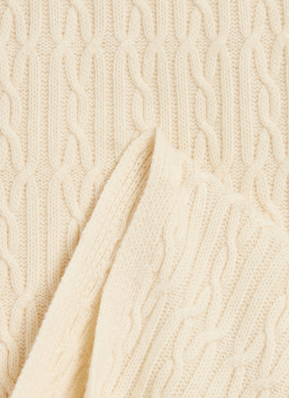 Men's Cable Knit Scarf - Wool - Ecru Cream