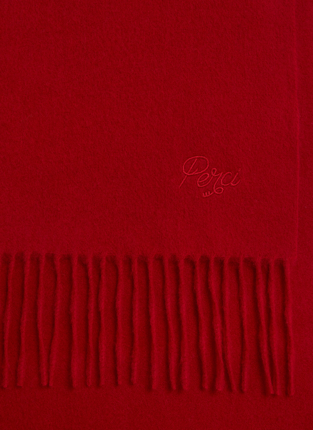 Men's Long Wool Scarf - Embroidered - Red