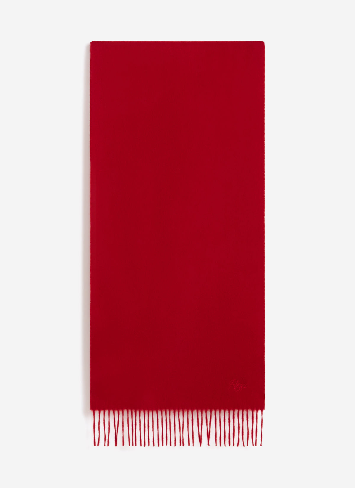 Men's Long Wool Scarf - Embroidered - Red