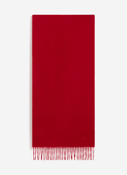 Men's Long Wool Scarf - Embroidered - Red