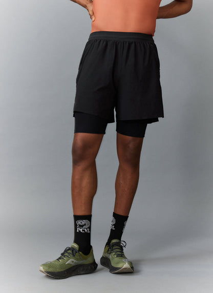 Men's 2 in 1 Running Shorts - Black PCVL